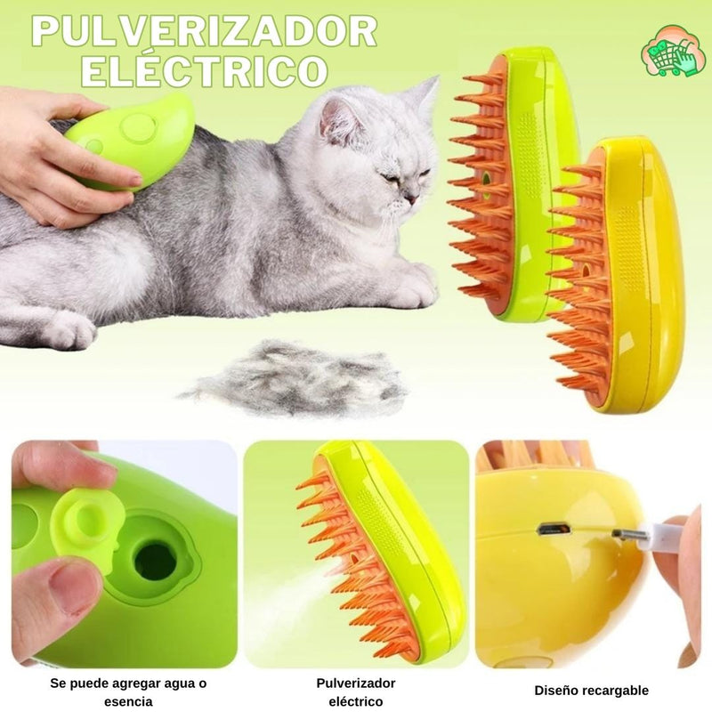 Cepillo Vaporizador Mascotas 3 en 1