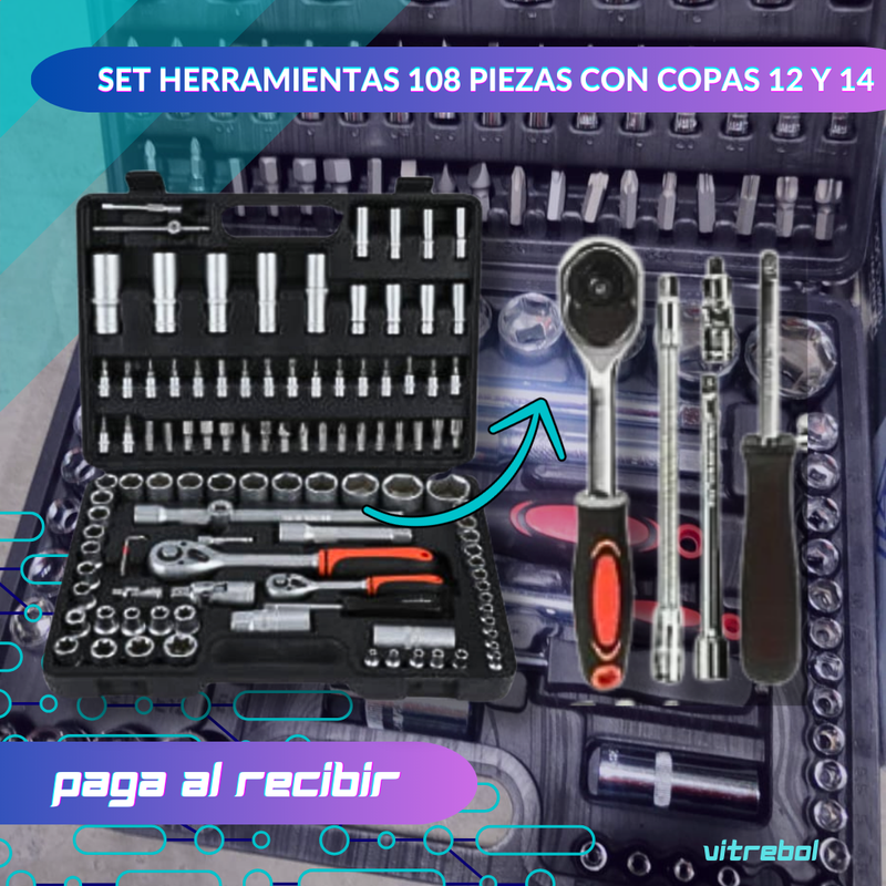 Set Herramientas Rache Con Copas 12 Y 14 de 108 piezas