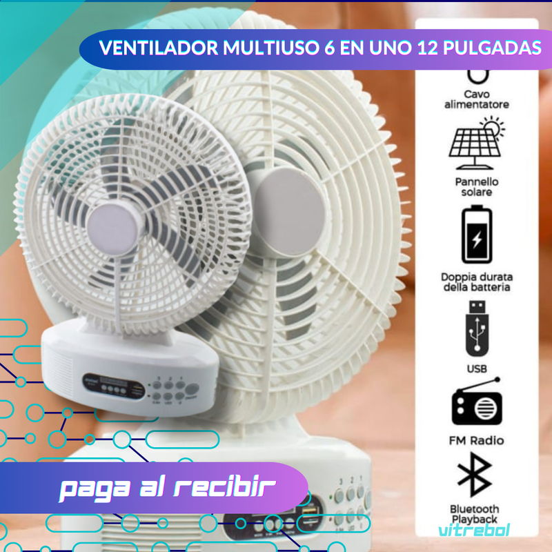 Ventilador - PowerFan Linterna Solar y Parlante