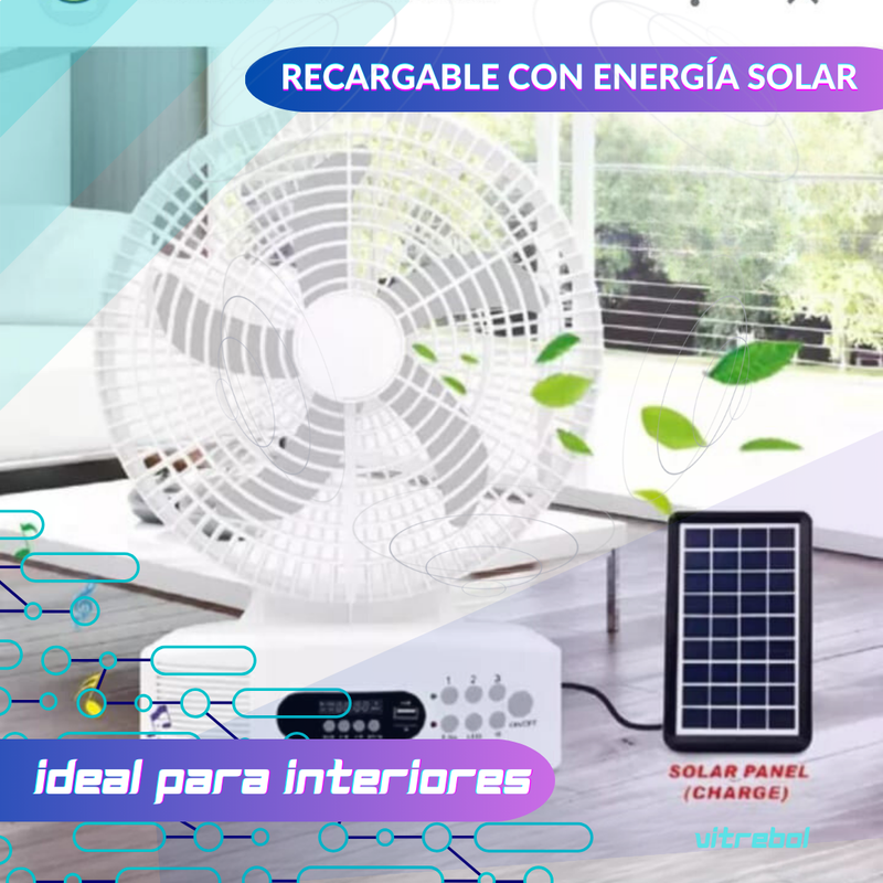 Ventilador - PowerFan Linterna Solar y Parlante