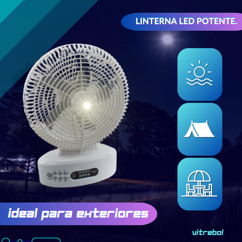 Ventilador - PowerFan Linterna Solar y Parlante