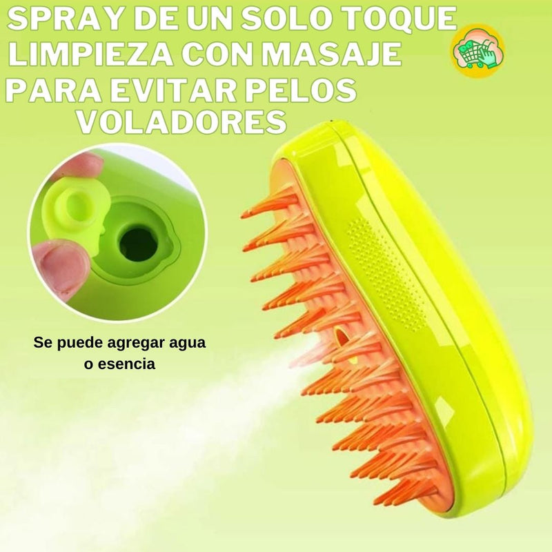 Cepillo Vaporizador Mascotas 3 en 1