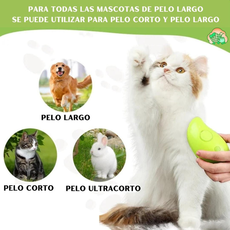 Cepillo Vaporizador Mascotas 3 en 1