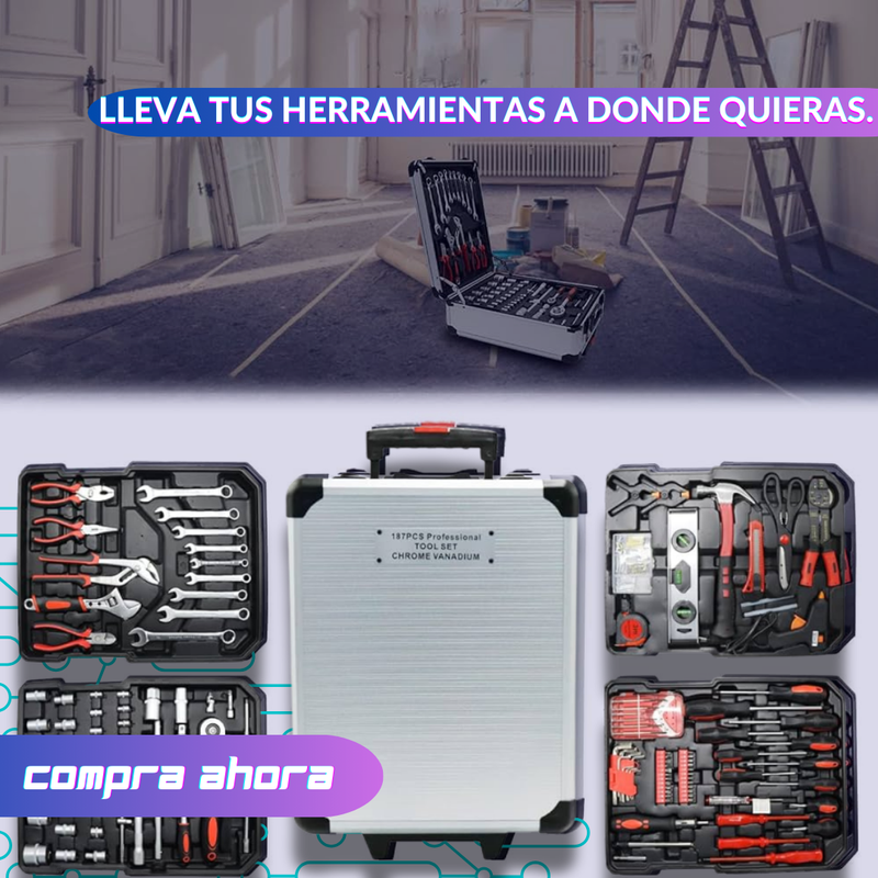 Maleta de herramienta: Kit Completo Con 187 Piezas